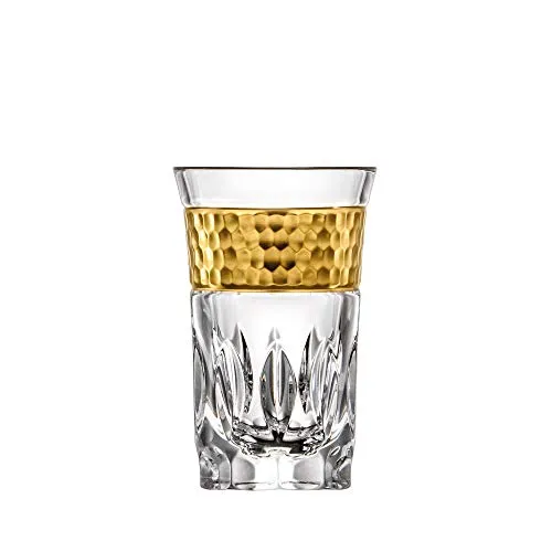 ARNSTADT KRISTALL Shotglas Stamper Schnapsglas Bloom Gold (8 cm) Mundgeblasen · von Hand geschliffen · Made in Germany · inkl. 24 Karat Goldrand