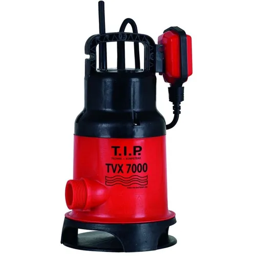 T.I.P. TVX 7000 Schmutzwasser Tauchpumpe - Wasserpumpen, leistungsstark mit 7.000 l/h und 5 m Förderhöhe, ideal für Baugruben, Garten und Keller. Vortex Laufrad verhindert Verstopfungen und sorgt für effizienten Betrieb.