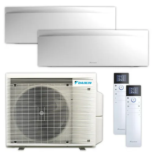 DAIKIN Multisplit Klimaanlage Emura 3 | Mattweiß 2,5 kW - Ideal für zwei Räume bis 30 m², bietet diese Klimaanlage Kühlen, Heizen und Lüften. Ihr elegantes Design und moderne Technologie sorgen für angenehme Raumklima. Perfekt für jeden Einsatz!