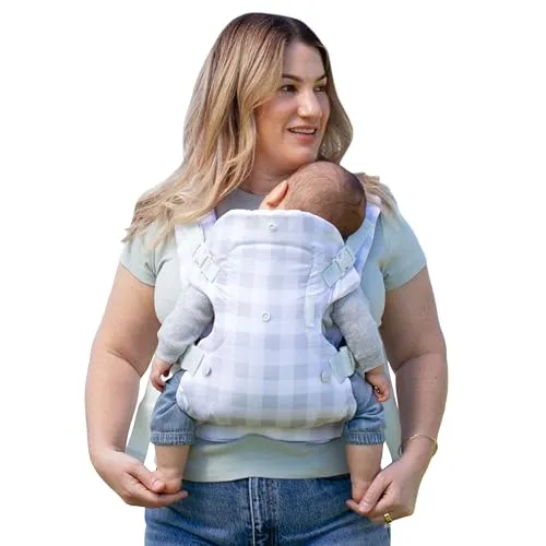 Infantino Babytrage Flip Advanced 4-in-1, Ergonomische und Umwandelbare Babytrage, Trage für Front und Rückentransport, Verstellbare Gurte für Babys von 3,6 bis 14,5 kg, Gingham