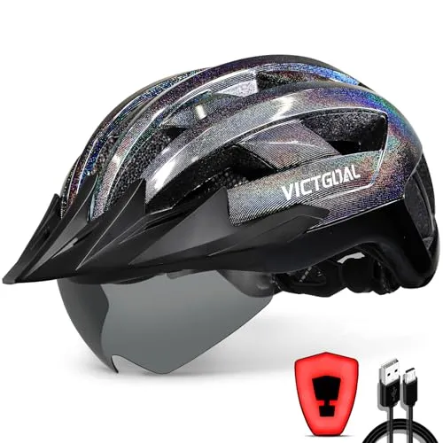 ROCKBROS Fahrradhelm mit Visier und abnehmbarer UV-Schutzbrille - Helm mit  innovativem Design, abnehmbarer UV-Brille und optimaler Anpassung fr  Kopfumfnge von 5862 cm. Ideal fr Freizeit- und Sportfahrer, bietet  hchsten Schutz und Komfort. |