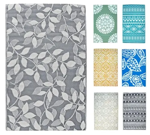 JACK Outdoor Teppiche Terrassenteppich Außenteppich 120x180cm Terrasse Balkon Teppich Garten Außen Lotus Effekt, Farbe:Blatt Grau