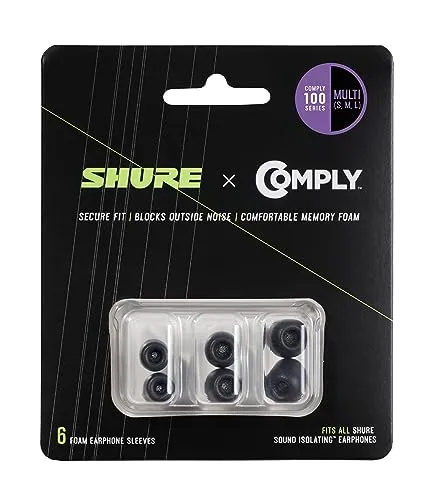 Shure Comply EACYF1-6KIT Multipack Kit - Kopfhörerverstärker und -Zubehör mit 3 Paaren: Der Schaumstoff passt sich perfekt an die Ohrform an und sorgt für optimalen Tragekomfort und Sound Isolation.