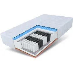 FDM Taschenfederkernmatratze 80x200 cm, H3 + H4, Weiß - 7-Zonen Taschenfederkernmatratze mit Kokosfaser für optimale Unterstützung und Komfort. Doppelseitig nutzbar, atmungsaktiver Bezug, abnehmbar und waschbar. Ideal für Allergiker und sorgt für erholsamen Schlaf.