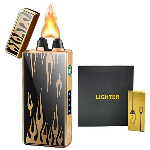 RSBYE elektrofeuerzeug elektrofeuerzeug elektrische feuerzeuge lichtbogen - USB-C Schnellladung IPX4 Wind- & Wassergeschützt, LED-Batterieanzeige für Camping, Grill (Flamme)