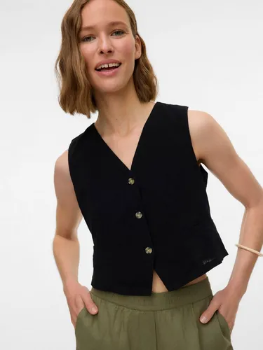 VERO MODA Damen Weste VMCAIA Top - Stylische Weste mit Rundhalsausschnitt und schmalem Schnitt, ideal für lässige Outfits. Hergestellt aus 90% Baumwolle für angenehmen Tragekomfort.
