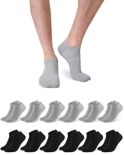 Libella 12 Paar Socken Damen 39-42 Baumwolle Sneaker Socken Herren 39-42 Damen-socken Kurze Socken Sportsocken Sneakersocken Unisex Füßlinge in Schwarz und Grau