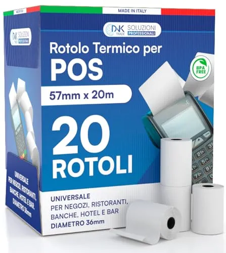 Thermopapier-Kassenrollen 57 mm x 20 m - Bonrollen Thermopapier Additionsrollen, Ersatz-Papierrollen, Kassenrollen, und andere kompatible POS-Geräte 20