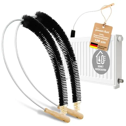 Gundel-Putz 2X Heizkörperbürsten 120cm mit Ziegenhaar Borsten für Heizkörperreinigung