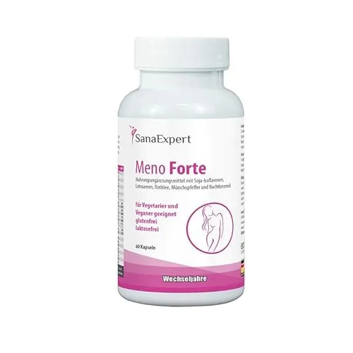 SanaExpert® Meno Forte, Multi-Vitamin für Frauen in der Menopause, Soja-Isoflavone, mit Calcium, vegan, glutenfrei, für die Wechseljahre, 60 Kapseln