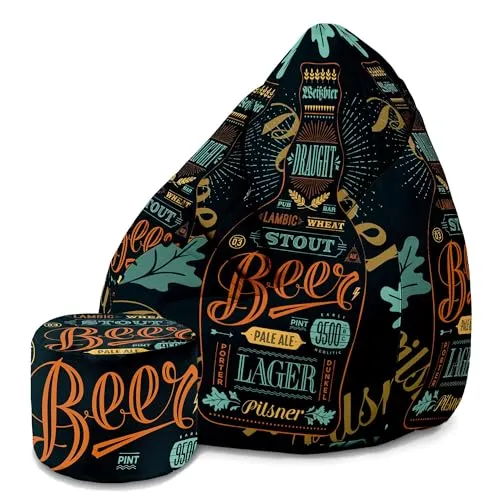 DreamRoots Sitzsack Erwachsene Oxford wasserdicht, Black Beer