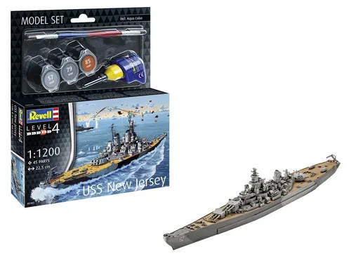 Revell Modellbau Set Schlachtschiff USS New Jersey - Maßstab 1:1200, 45 Teile, authentische Nachbildung und detailgetreue Gestaltung für Geschichtsinteressierte