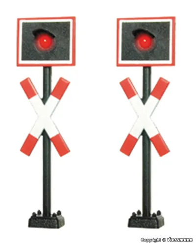Viessmann Modelltechnik 5058 H0 2er Set Andreaskreuze - Fertigmodell für realistische Modellbahnen - 2er Set Andreaskreuze in H0, detailgetreu und ideal für den Einsatz in Ihrer Modellbahnanlage.