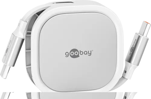 GOOBAY 77425 - Sync- & Ladekabel, USB-C > USB-C, 1 m, aufrollbar, weiß