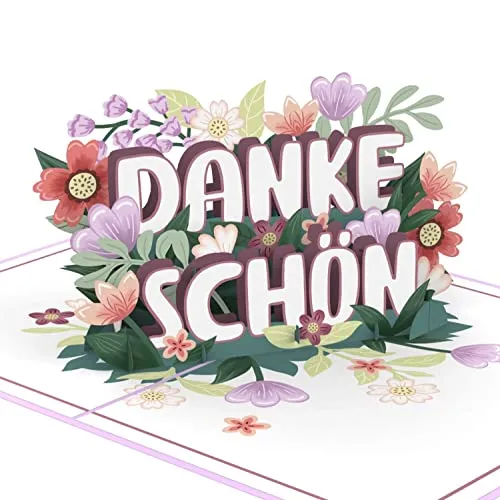 papercrush® Pop-Up Karte Dankeschön - 3D Dankeskarte mit Blumen zum Danke sagen (Verabschiedung von Kollegen, Geschenk für Lehrerin, Erzieherin, Hebamme & Postbote), Vielen Dank für alles Karte