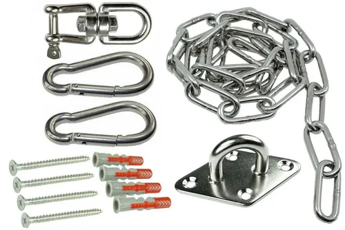 Edelstahl Montage Set Boxsack Aufhängung mit Kette, Drehwirbel, fischer Dübel ua