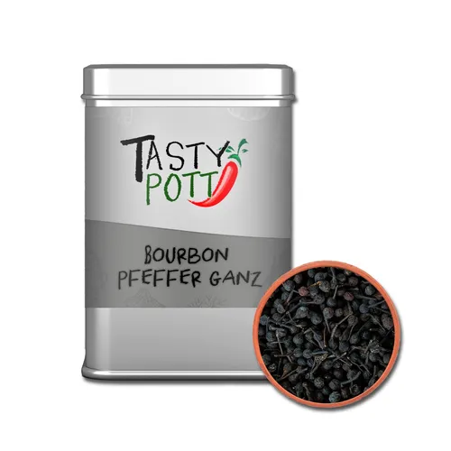 Tasty Pott Bourbon Pfeffer schwarz ganz 50g aromatisch würzig Pepper