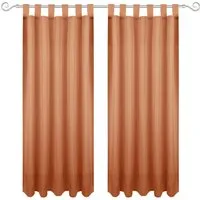 Bestgoodies Dekoschal Ellen Schlaufen Blickdicht 2er Pack 140 cm x 175 cm Hellbraun