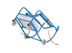 eurokraft pro Fasskipper für 200-Liter-Fass, Fassauflage mit 4 Kunststoffrollen, mit Ölauffangwanne