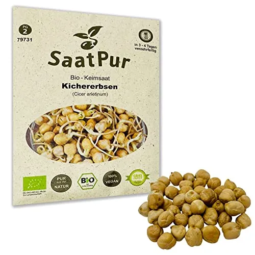 Kichererbsen BIO Keimsprossen von SaatPur - Keimsaat Sprossensaat - 90 g
