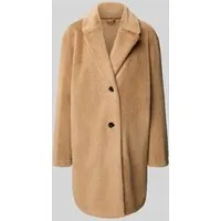 WHITE LABEL Webpelzmantel mit Reverskragen in Cognac, Größe 44