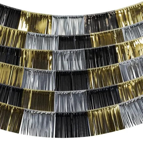 Boland 50376 - Dekoration Party Time, 6-teiliges Metallic Girlande Set mit Fransen für Silvester, Karneval