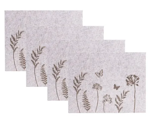 Levandeo® Platzset 4er Set - Filz Tischsets mit Blumenmotiv - Tischsets aus Filz (45x35cm) mit frühlingshaftem Blumenmotiv, ideal für stilvolle Tischdekoration und Schutz vor Kratzern.