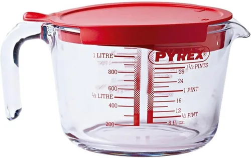 Messbecher 1l mit Deckel - PIREX Pyrex - Praktischer 1l Messbecher mit Deckel, ideal für präzises Abmessen in der Küche, aus robustem Glas für einfache Reinigung und Langlebigkeit.