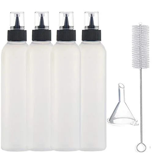 Quetschflaschen aus Kunststoff, 4 Stück Plastik Squeeze Flasche 120mL, Schreiben Flaschen für Cookies Färbung Dekorieren Flaschen, BPA Frei Backwerkzeuge Ausstecher Kunst Handwerk Kit