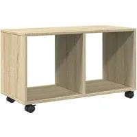 vidaXL Rollschrank mit offenem Design - TV-Halterungen: Dieser mobile Rollschrank aus langlebigem Holzwerkstoff bietet reichlich Stauraum und ist ideal für Büro oder Wohnzimmer. Dank der Schwenkrollen lässt er sich mühelos umstellen.