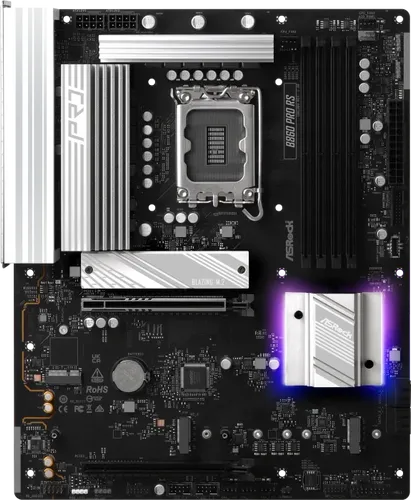 ASRock B860 PRO RS - ATX Motherboard mit USB-C - Mainboard im ATX-Format mit LGA1851-Sockel und B860 Chipsatz. Ausgestattet mit USB-C 3.2 Gen 2x2 für superschnelle Datenübertragungen und 2.5 Gigabit LAN für optimierte Netzwerkgeschwindigkeit.