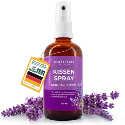 Lavendelspray für Kopfkissen & Raum, Kissenspray mit echtem Lavendelöl, Beruhigendes Duftspray für Schlafzimmer & Alltag, Vegan & Made in Germany, 100 ml
