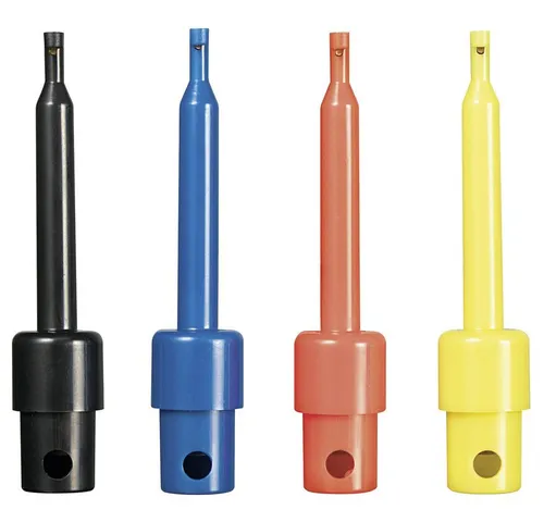 VOLTCRAFT Multimeter VOLTCRAFT Prüfspitzen-Set Löten CAT I Schwarz, Rot, Blau, Gelb, (121298)