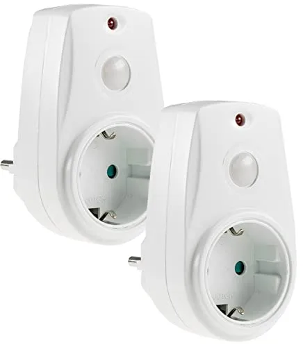 Steckdose mit Dämmerungsschalter 2Stück 10-280 Watt Simuliert Anwesenheit Zwischenstecker mit Dämmerungssensor für Lampen Leuchten 230Volt Weiß