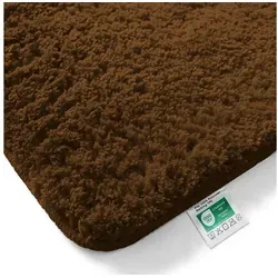 Kubus Badematte Karat Rechteckig, Badteppich, Extrem weicher & dichter Hochflor, Höhe 30 mm, rutschhemmende Latexbeschichtung, Polyester, Polyester, Waschmaschinenfest braun 50 cm x 80 cm x 30 mm