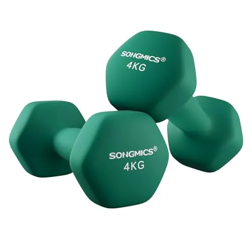 SONGMICS 2er-Set Hanteln 4 kg - Neopren Gymnastikhanteln - Hanteln mit rutschfester Neopren-Beschichtung für sicheren Halt und Komfort. Ideal für Kraft- und Ausdauertraining, um Fettabbau und Muskelaufbau zu unterstützen.