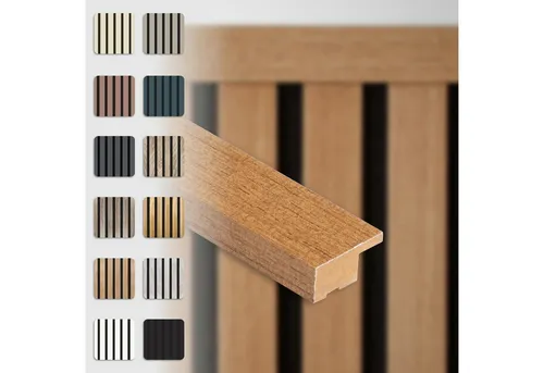 Hexim Wanddekoobjekt APAH09 (Abschlussleiste 137,5x2,7cm passend für unsere Akustikpaneele - flexible Lamellenwand Holz MDF Wandpanelee Lamellenverkleidung Wandverkleidung (1 Abschlussleiste Teak - APAH09)