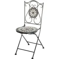Kobolo Mosaik Klappstuhl - stilvoller Metallstuhl für Innen und Außen - Eleganter Klappstuhl aus Metall mit dekorativer Mosaik-Sitzfläche, ideal für Gartendekoration. Platzsparend einklappbar und witterungsgeschützt.