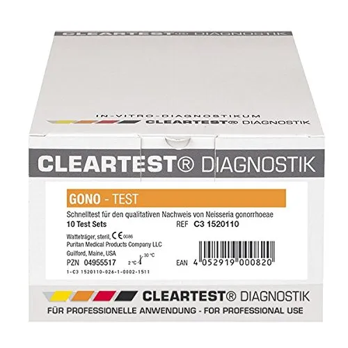 Cleartest® Gonorrhoe Schnelltest - STI-Kombi-Test für den schnellen Nachweis von Neisseria gonorrhoeae Antigenen in Abstrichen, ideal für den professionellen Einsatz mit Ergebnissen in nur 5 Minuten.