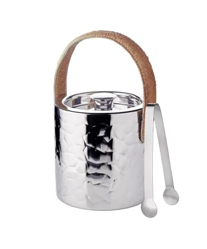EDZARD Eiseimer Capri – Hochglanzpolierter Edelstahl Eiskühler - Weinkühler & Sektkühler aus hochglanzpoliertem Edelstahl mit dekorativer Hammerschlag-Optik, inklusive Eiszange, ideal für stilvolle Partys und elegante Gastgeber.