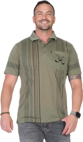 Herren Poloshirt Sommer Polo-Hemd Kurzarm, Oliv/L/50