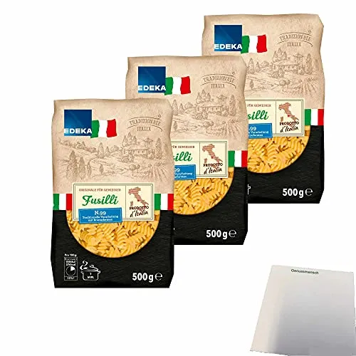 Edeka Fusilli N.99 3er Pack (3x500g Beutel) + usy Block