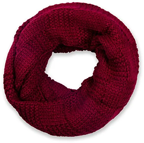 styleBREAKER Unisex Strick Loop Schal mit Patentmuster, Uni Feinstrick Schlauchschal, Winter Strickschal 01018152, Farbe:Bordeaux-Rot