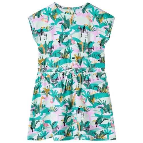 vidaXL Kinderkleid Mädchen Kleid Rundhalsausschnitt Flügelärmel Helles Minzgrün 140