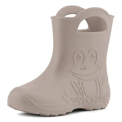 Ladeheid Eva federleichte Kinder Gummistiefel für Jungen und Mädchen Regenschuhe LA-CA-01 Hellbeige, 26/27 EU