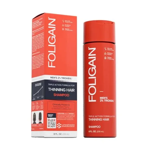 Foligain Triple Action 2% Trioxidil Männer Shampoo für dünnes Haar, 236 ml