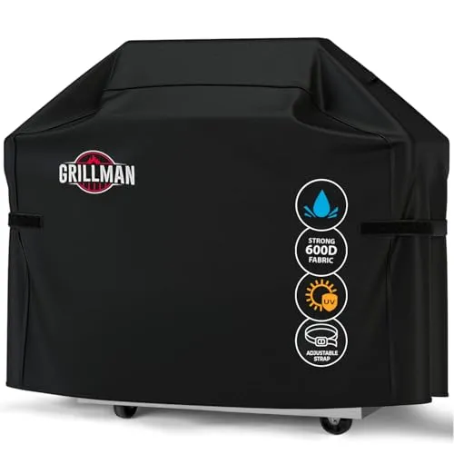 Grillman Grill Abdeckhaube Gasgrill Grillabdeckung Regendicht BBQ Abdeckung Cover Schutzhülle Haube Staubdicht Grill Abdeckplane Grillschutz 132 x 66 x 109cm - Schwarz