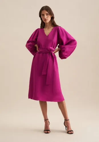 seidensticker Sommerkleid Schwarze Rose Langarm V-Neck Uni