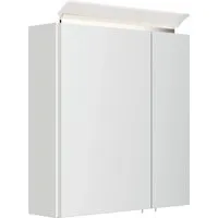 Spiegelschrank 60cm mit LED-Lampe und Glasböden - Spiegelschrank 60x62x17 cm in hochglanz weiß, inkl. 4 Glaseinlegeböden und SoftClose-Türen. Die integrierte LED-Acrylglaslampe sorgt für helles, neutrales Licht – ideal für Ihr Badezimmer!