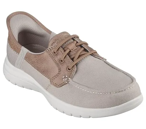 Skechers Slip-Ins: On-The-Go Flex - Palmilla 136536-TPE, Damen Halbschuhe in Beige - Sneaker mit bequemem Slip-On Design, ideal für den Alltag und unterwegs – Komfort und Stil vereint.